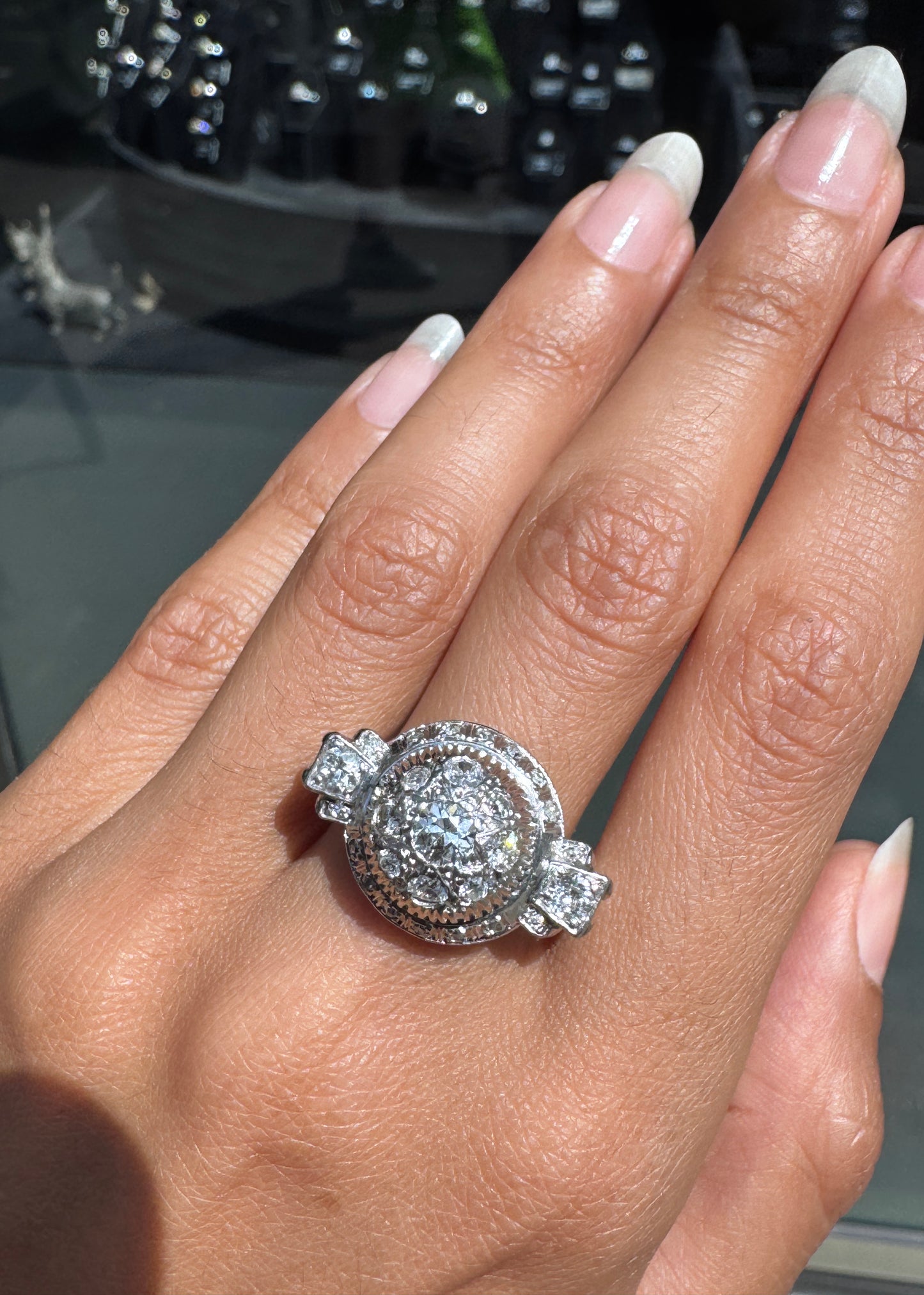 Vintage Semi-Old Cut Diamond and Platinum Chunky Dome Cocktail Ring, c.1940s