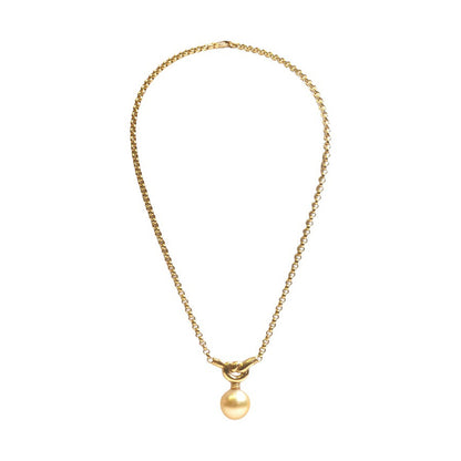 Golden Cultured Pearl and 18 Carat Yellow Gold Love Knot Pendant Necklace