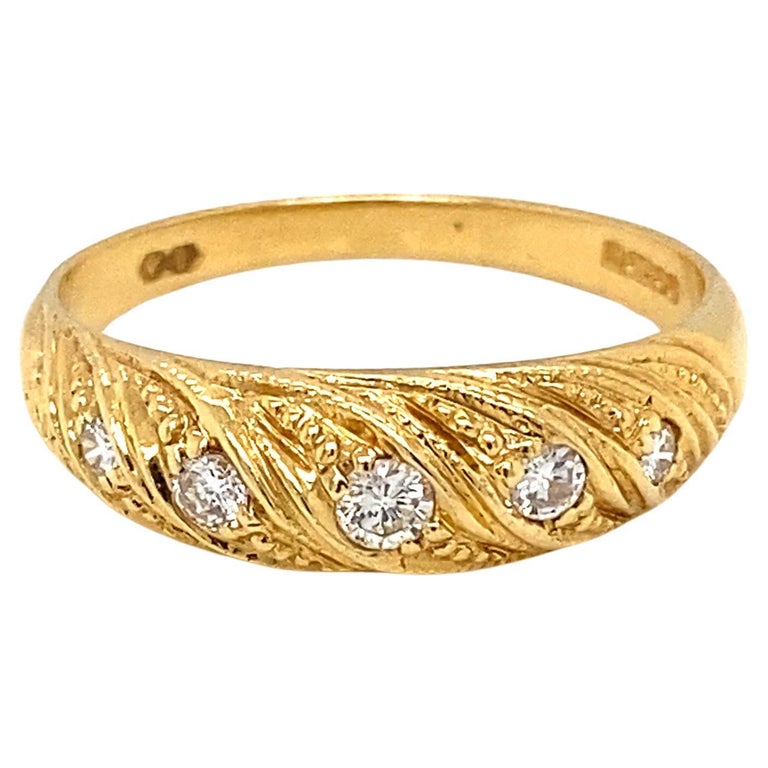 18ct Yellow Gold Five Stone Diamond Vintage Twist Ring