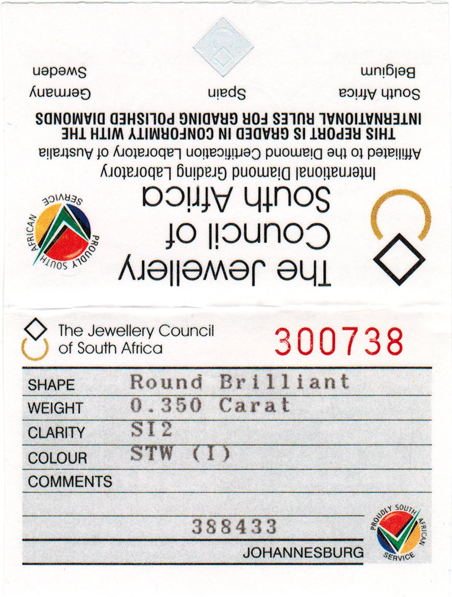 round brilliant 0.35 clarity jewellery certificate 