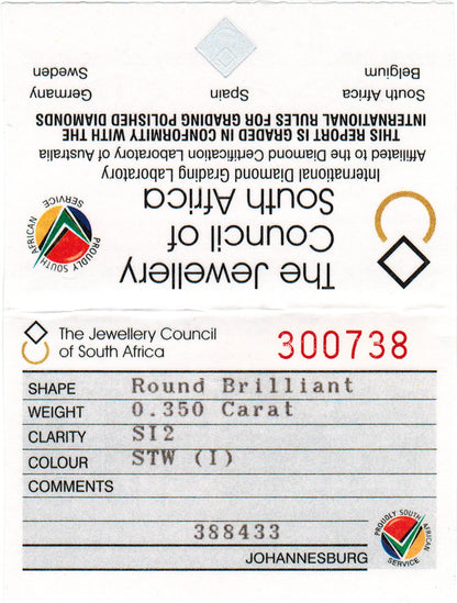 round brilliant 0.35 clarity jewellery certificate 
