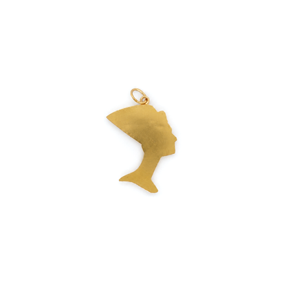 Vintage 18 Carat Yellow Gold Flat Nefertiti Bust Charm Pendant, c.1980s