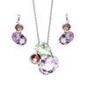 Amethyst and Tourmaline 18 Carat White Gold Earrings and Pendant Necklace Set