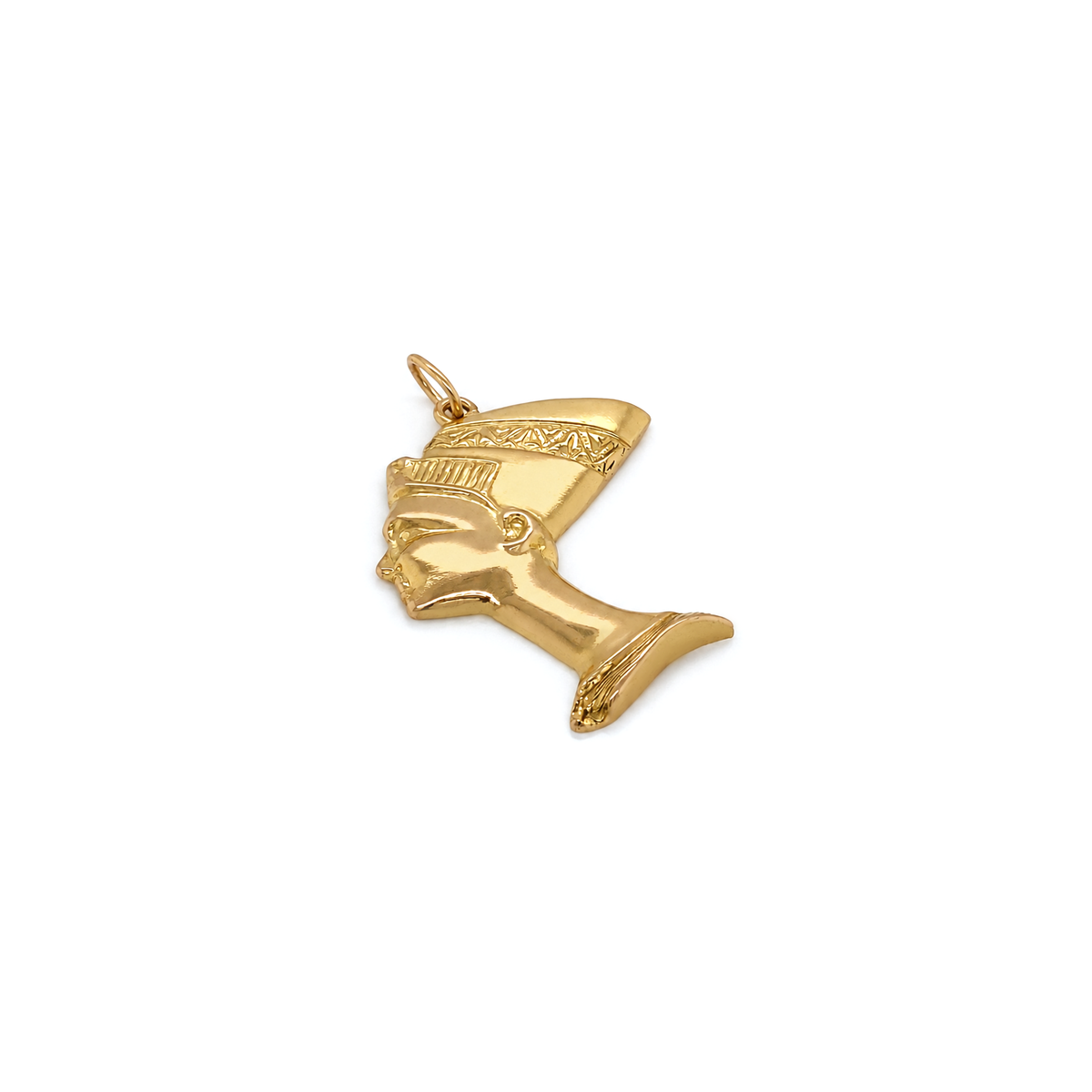 Vintage 18 Carat Yellow Gold Flat Nefertiti Bust Charm Pendant, c.1980s