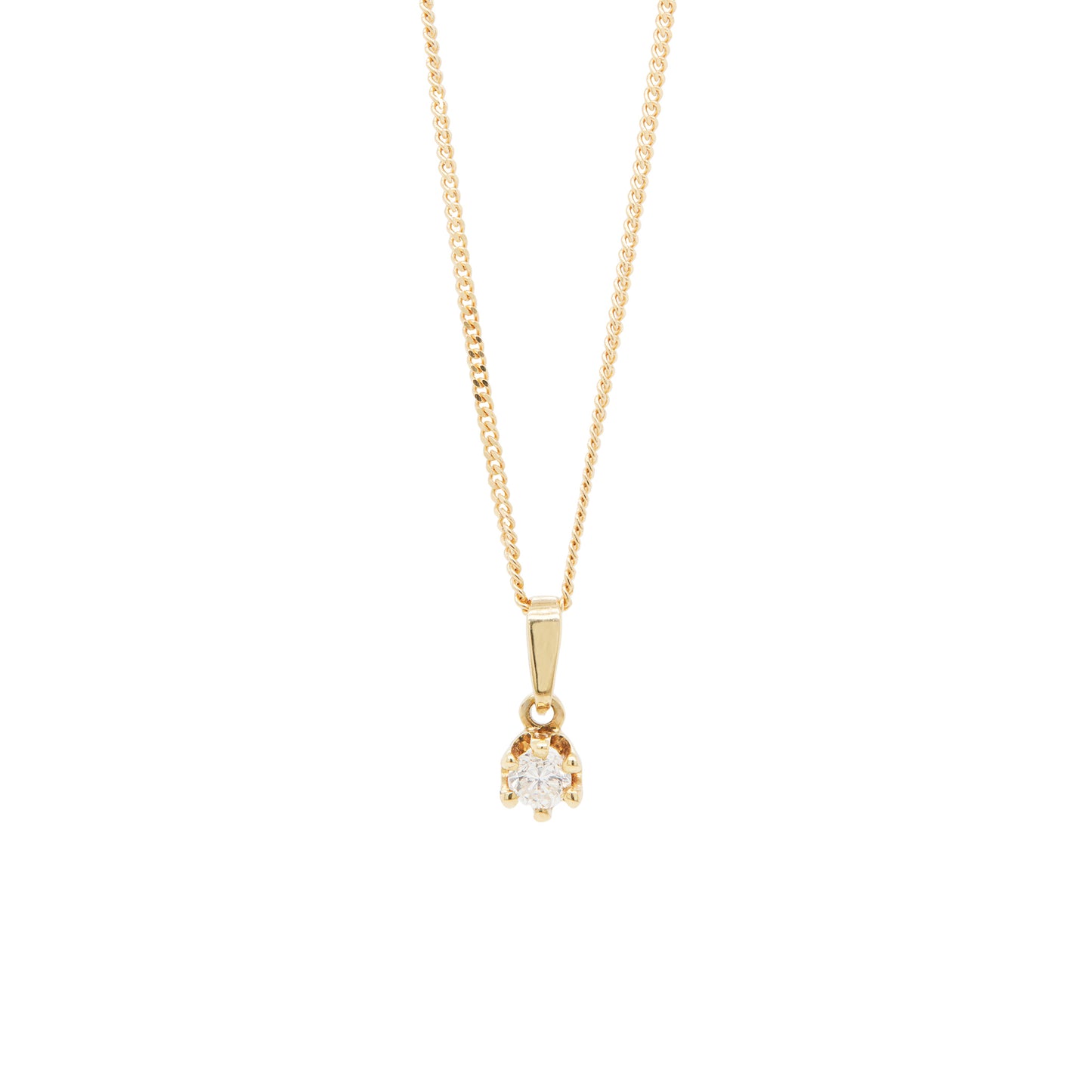 18 Carat Yellow Gold and Diamond Solitaire Pendant Necklace