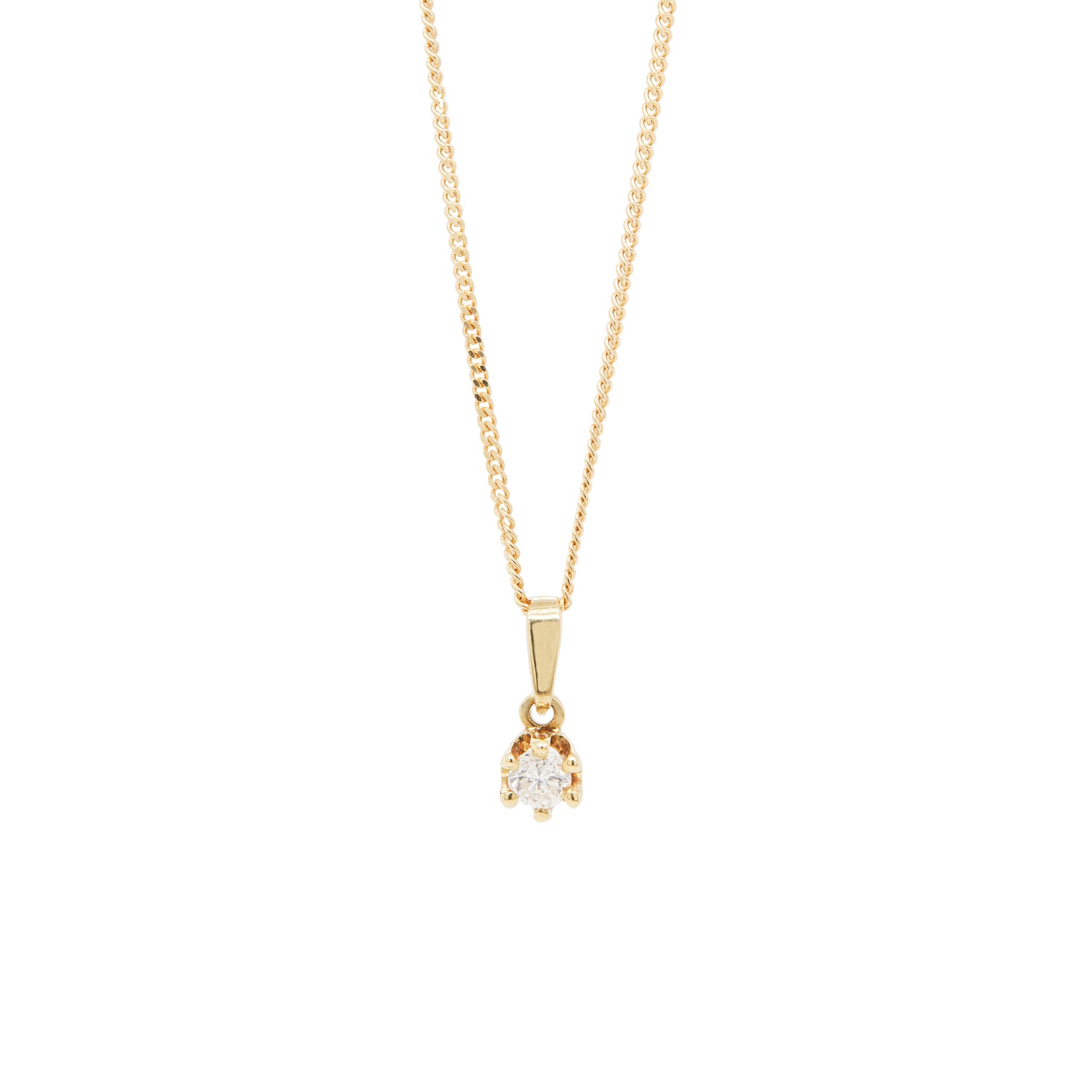 18 Carat Yellow Gold and Diamond Solitaire Pendant Necklace