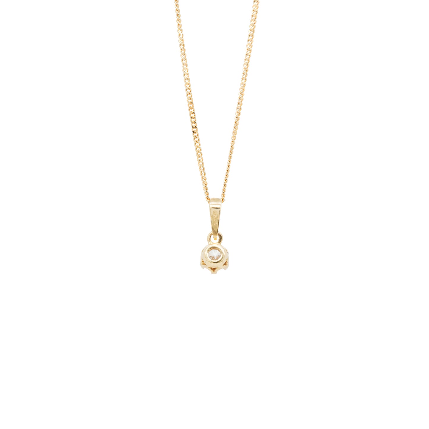 18 Carat Yellow Gold and Diamond Solitaire Pendant Necklace