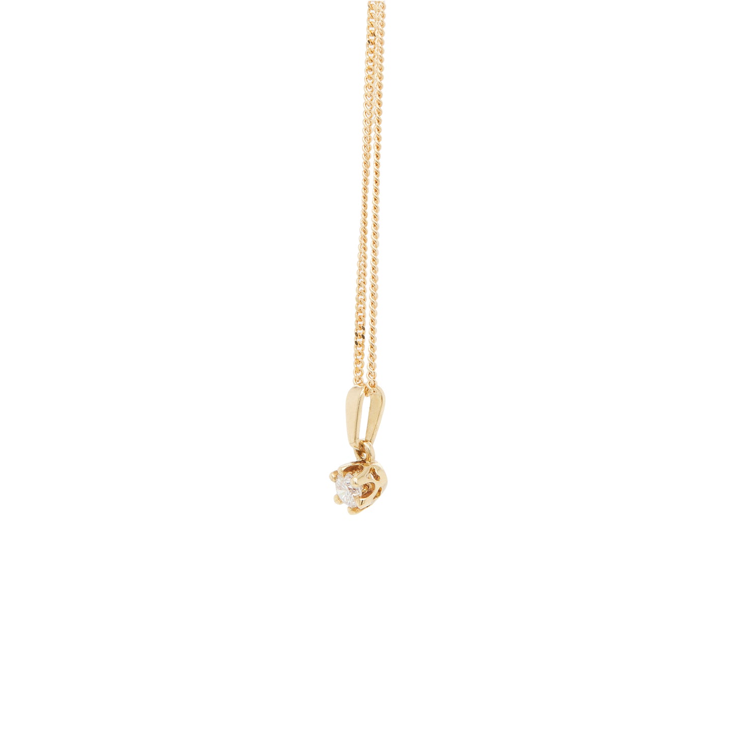 18 Carat Yellow Gold and Diamond Solitaire Pendant Necklace