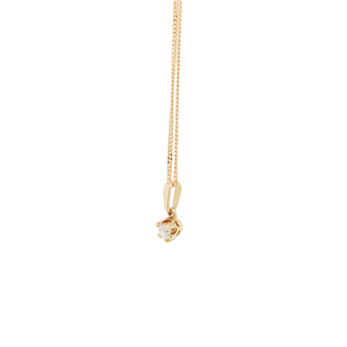 18 Carat Yellow Gold and Diamond Solitaire Pendant Necklace