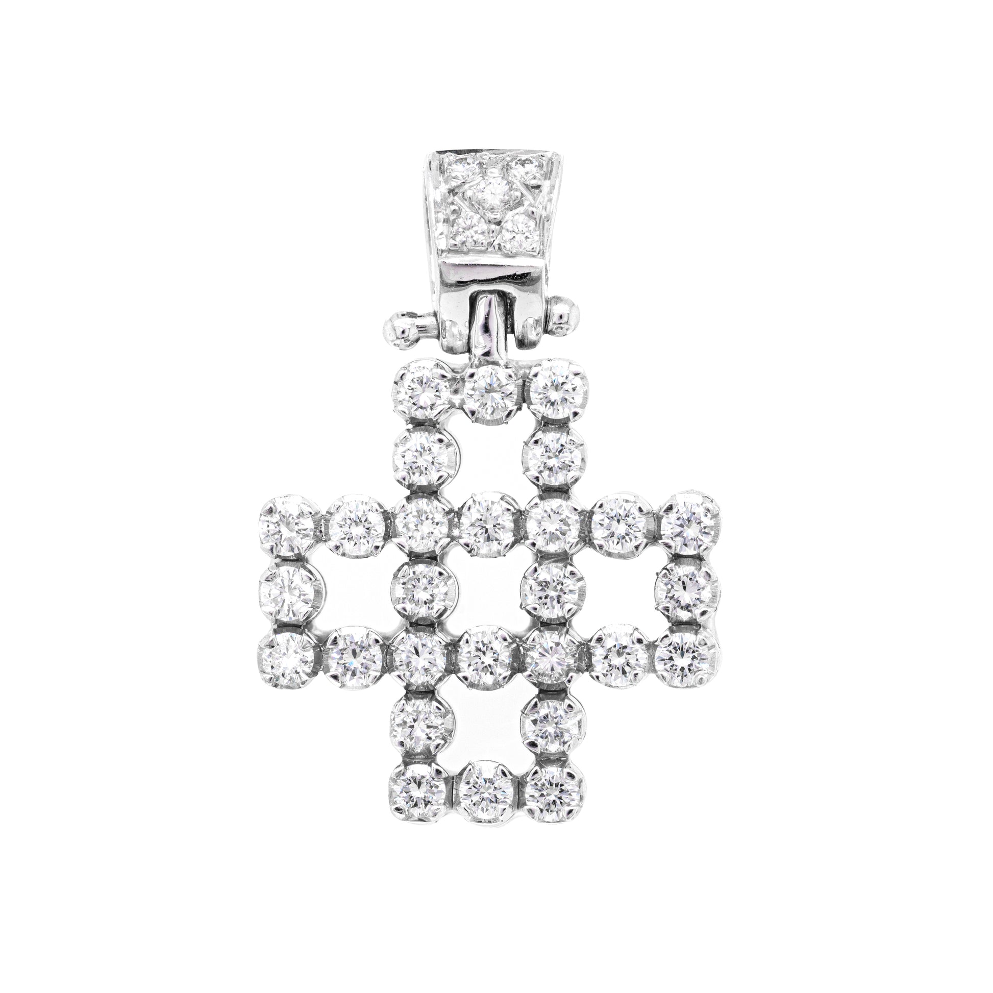 Diamond 18 Carat White Gold Square Openwork Cross Pendant