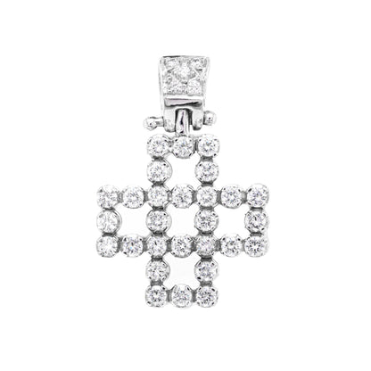 Diamond 18 Carat White Gold Square Openwork Cross Pendant