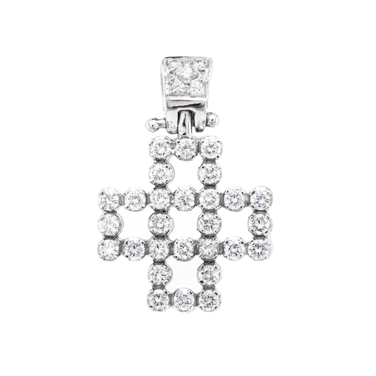 Diamond 18 Carat White Gold Square Openwork Cross Pendant