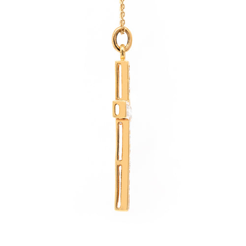 18 Carat Yellow Gold Diamond Cross Pendant