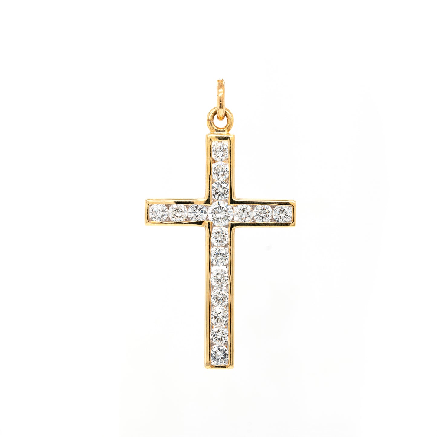 18 Carat Yellow Gold Diamond Cross Pendant