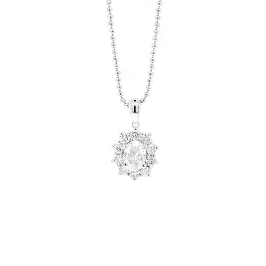 1.12 Carat Diamond 18 Carat White Gold Cluster Pendant