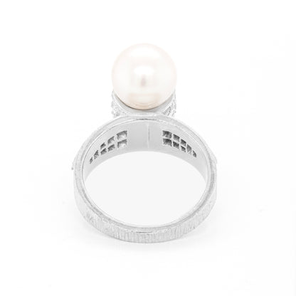 Vintage Pearl and Diamond 18ct White Gold Dress Ring