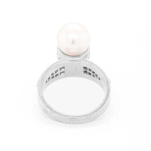 Vintage Pearl and Diamond 18ct White Gold Dress Ring