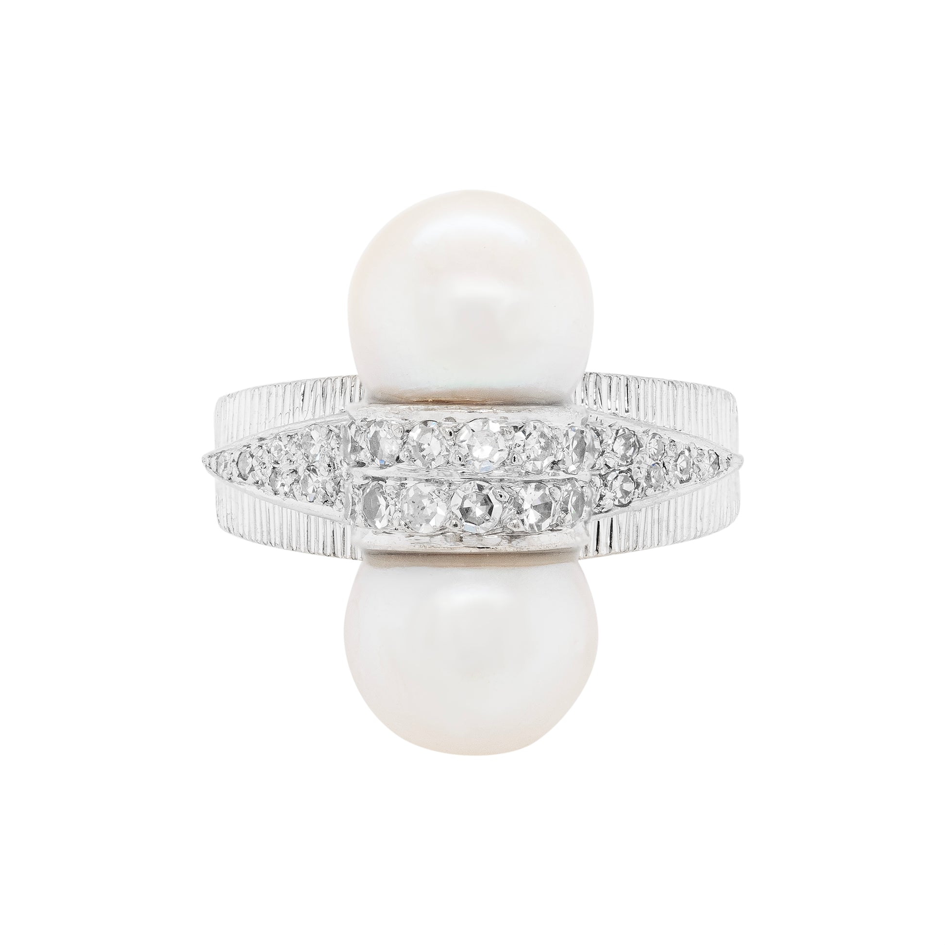 Vintage Pearl & Diamond Dress Ring 18ct White Gold | Tobi Gem Tobi Gem Setting Vintage Pearl & Diamond Dress Ring 18ct White Gold | Tobi Gem Tobi Gem Setting