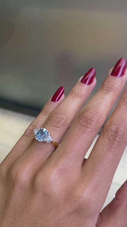 1.48 Carat Aquamarine and Diamond 18ct Gold Engagement Ring