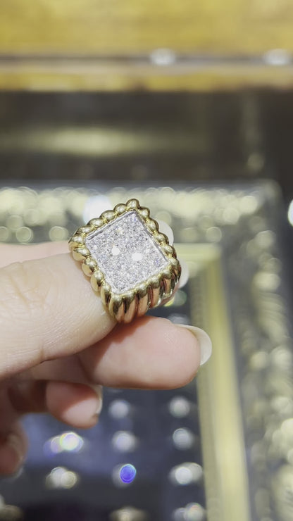 Diamond 18 Carat White and Yellow Gold Tablet Cluster Ring