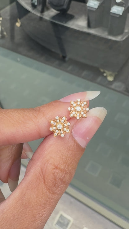 Tiffany & Co. Diamond and 18 Carat Rose Gold Floral Stud Earrings