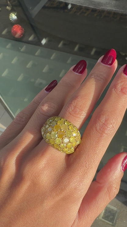 De Grisogono Fancy Yellow Diamond & Orange Garnet 18K Gold Dome Cocktail Ring