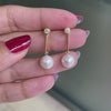 video of Freshwater Pearl and Diamond 18 Carat Yellow Gold Drop Earrings