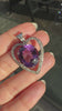 Oval Amethyst and Diamond 18 Carat White Gold Heart Pendant