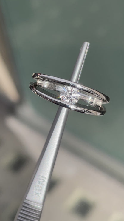 video of Round Brilliant Cut Tension Set Diamond Platinum Engagement Ring 
