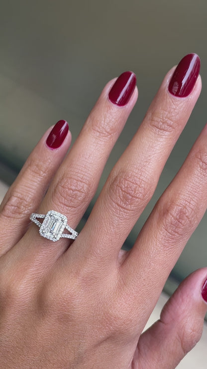 1.20ct H SI2 Emerald Cut Diamond 18 Carat White Gold Engagement Ring