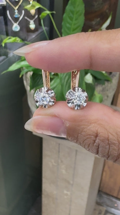 14ct Rose and White Gold 0.54 Carat Diamond Drop Earrings
