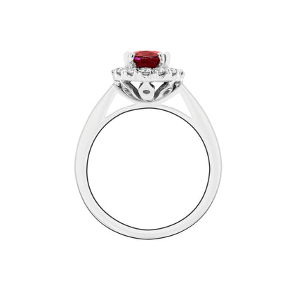 1.99 Carat Ruby and Diamond Platinum Cluster Engagement Ring