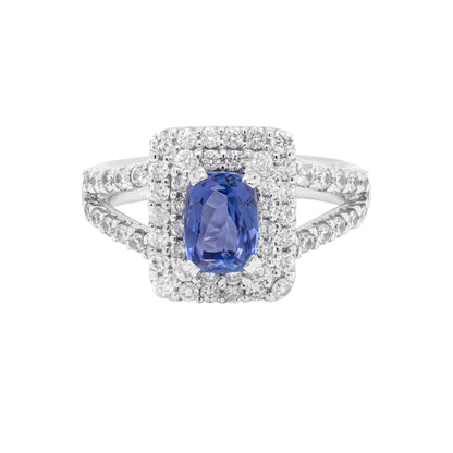 1.13ct Tanzanite 18 Carat White Gold Diamond Cluster Engagement Ring