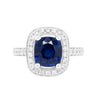 2.52ct Blue Sapphire & Diamond 18 Carat White Gold Halo Cluster Engagement Ring