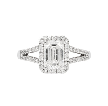 1.20ct H SI2 Emerald Cut Diamond 18 Carat White Gold Engagement Ring