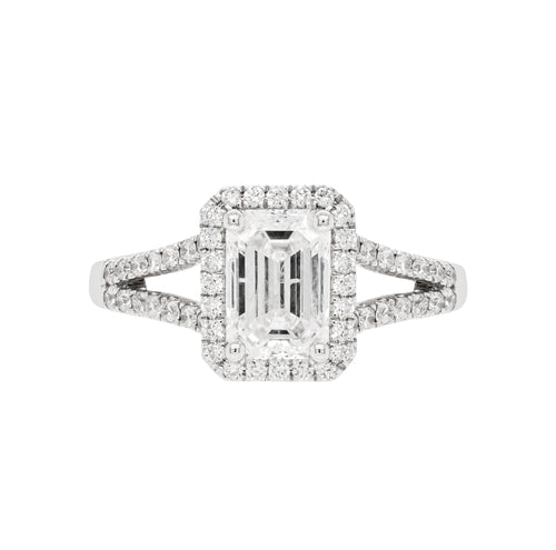 1.20ct H SI2 Emerald Cut Diamond 18 Carat White Gold Engagement Ring