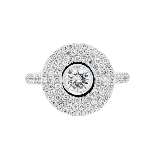 Diamond Cluster 14 Carat White Gold Disc Dress Ring