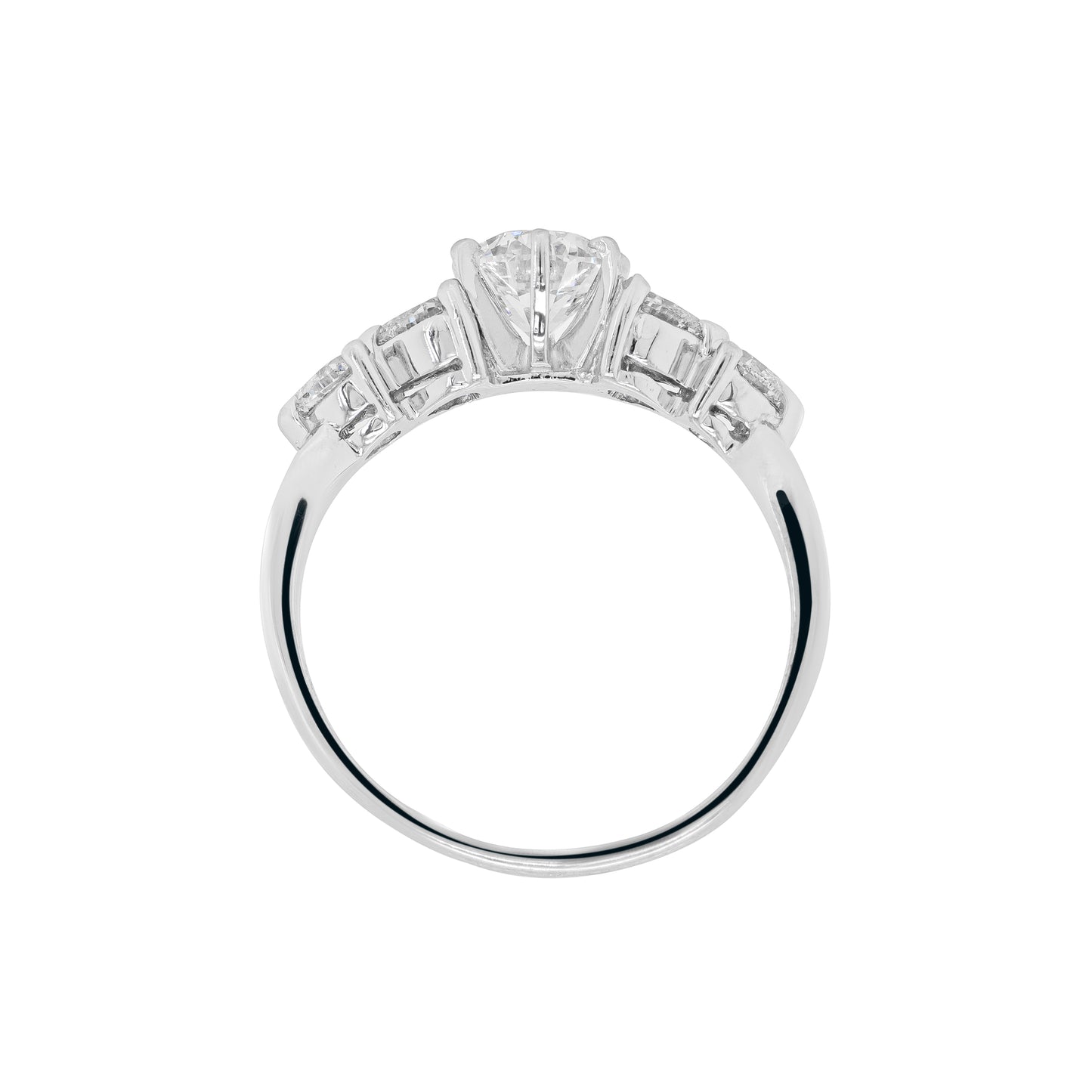 0.90 Carat H VS1 Diamond Platinum Five-Stone Engagement Ring