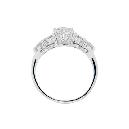 0.90 Carat H VS1 Diamond Platinum Five Stone Engagement Ring