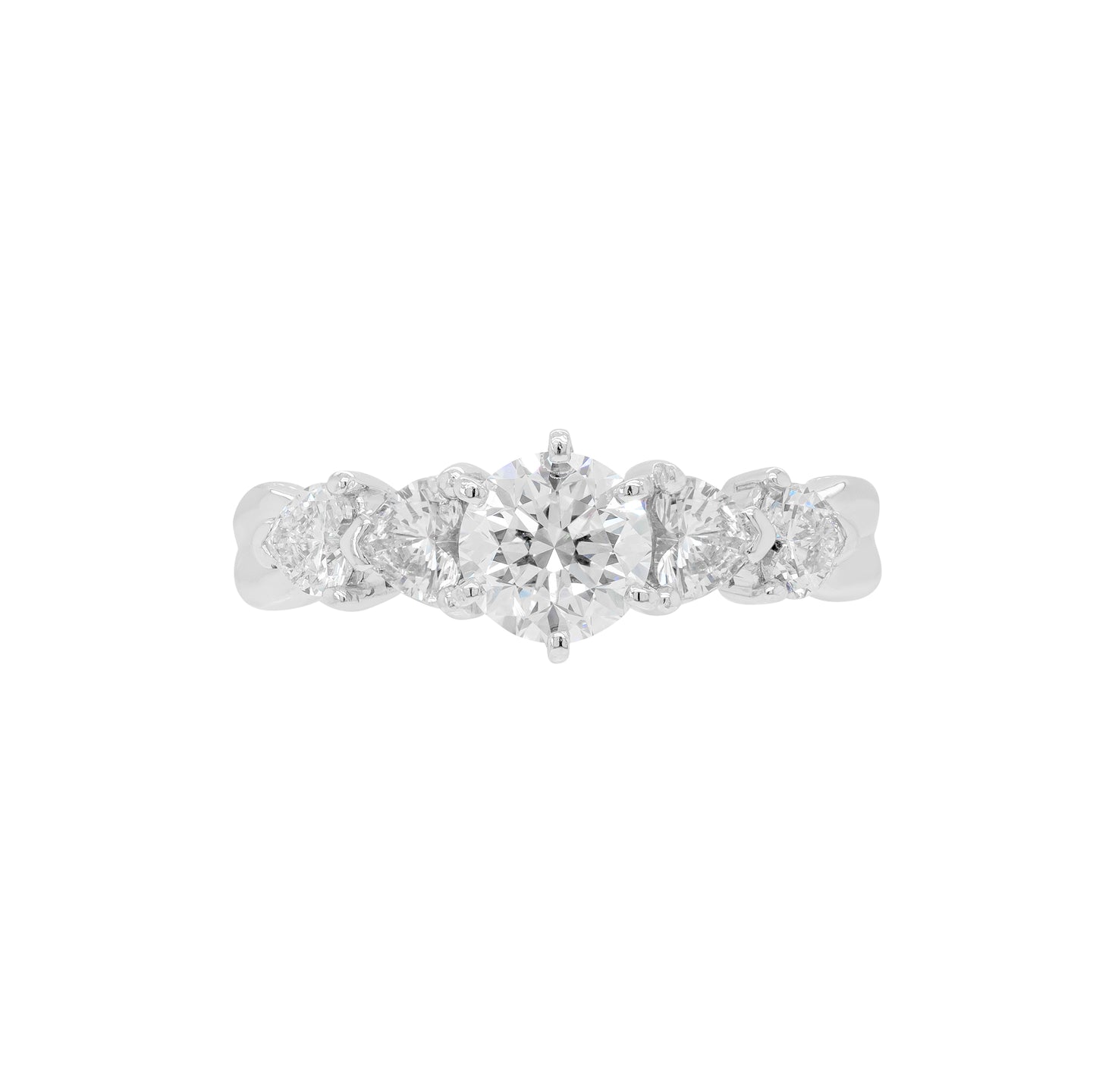 0.90 Carat H VS1 Diamond Platinum Five-Stone Engagement Ring