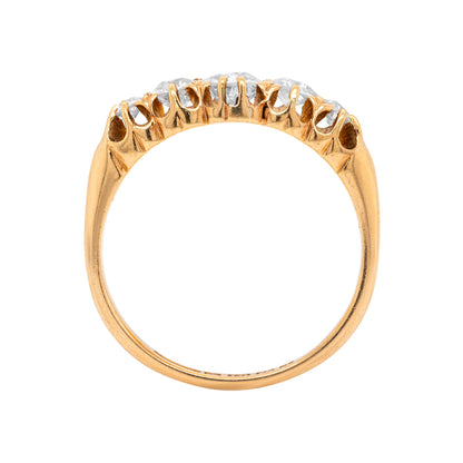 Antique Old Cut Diamond 18 Carat Yellow Gold Five-Stone Ring, 1903 - Tobi Gem Setting