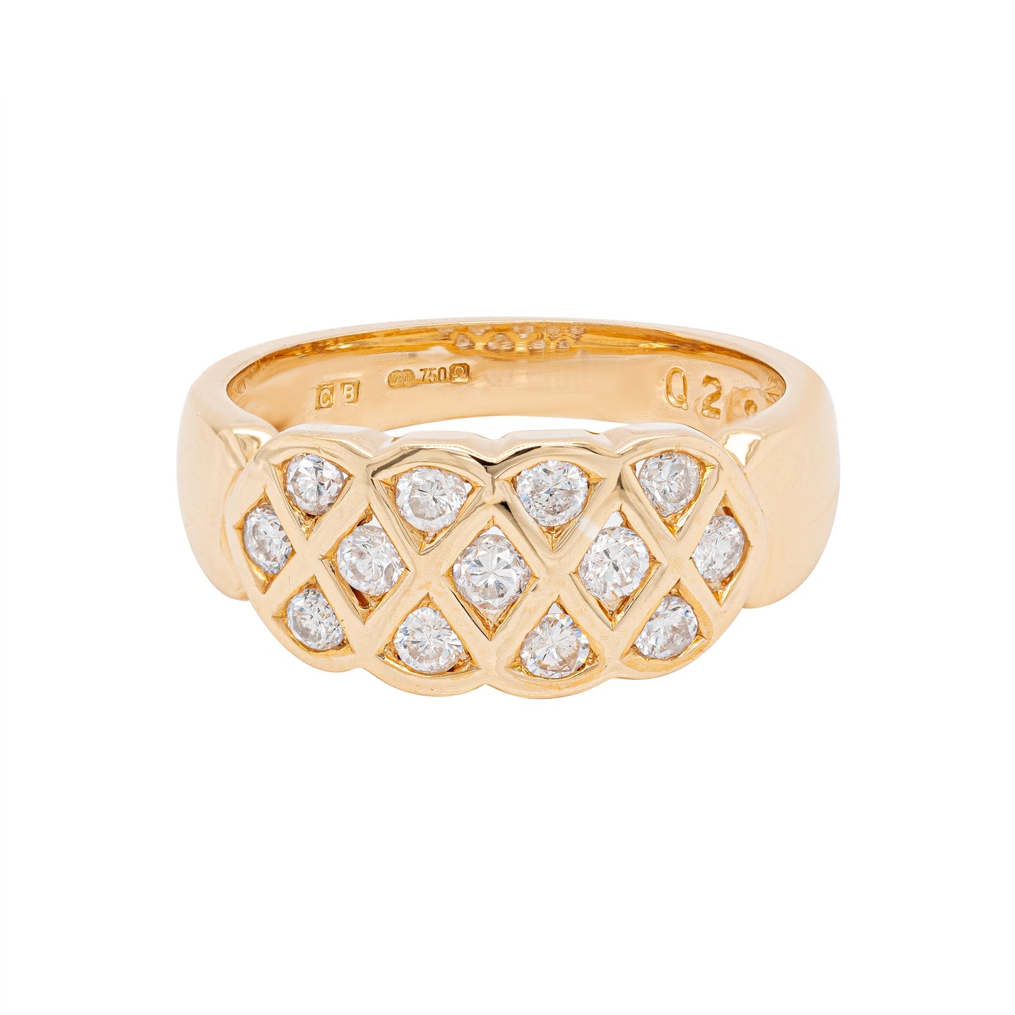 0.49 Carat Diamond 18 Carat Yellow Gold Lattice Band Ring