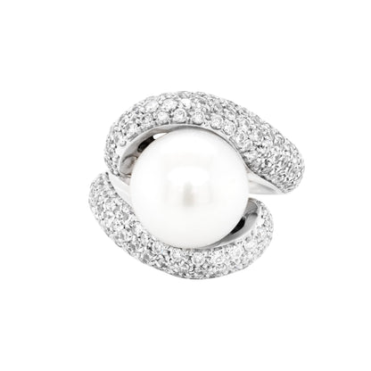 South Sea Pearl and Diamond 18 Carat White Gold Cocktail Ring