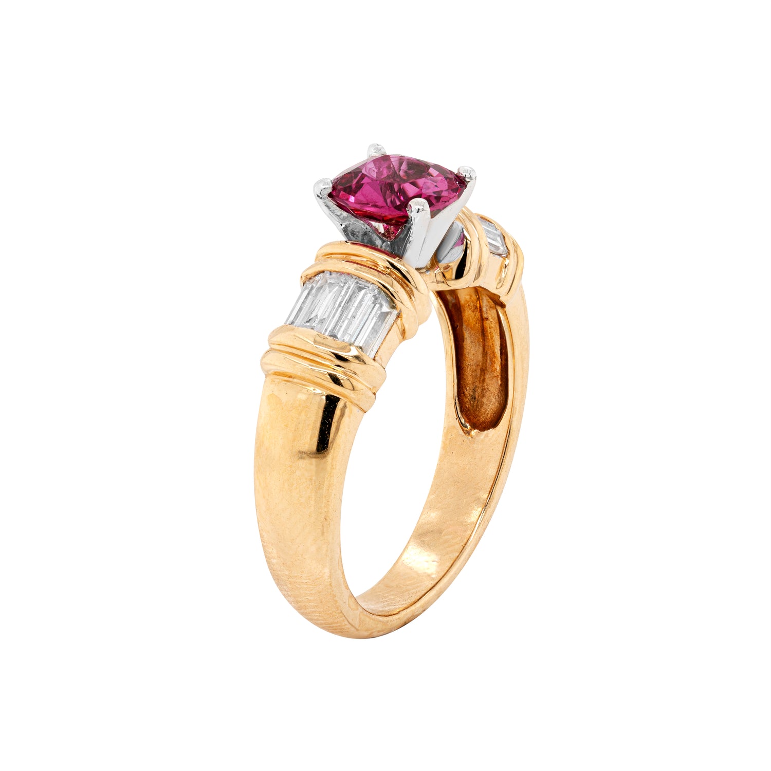 1.01ct Pink Sapphire and Diamond 18 Carat Yellow Gold Ring