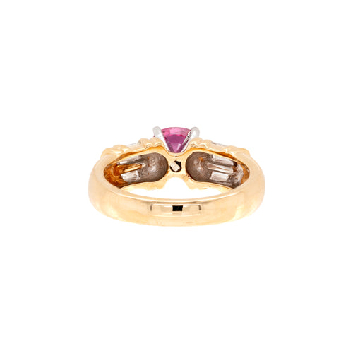 1.01ct Pink Sapphire and Diamond 18 Carat Yellow Gold Ring