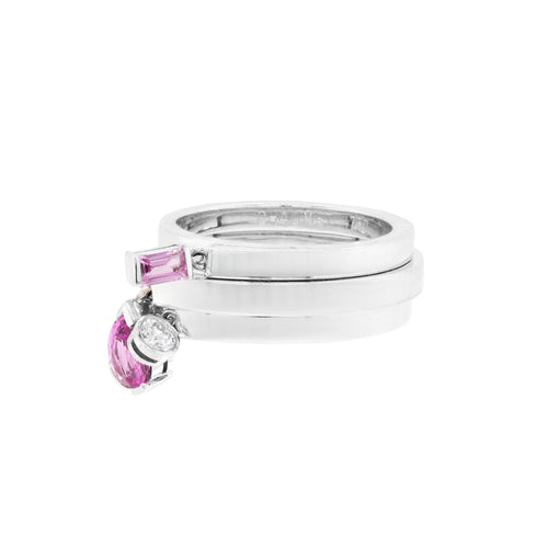 Chaumet Pink Sapphire and Diamond 18 Carat Gold Charm Ring