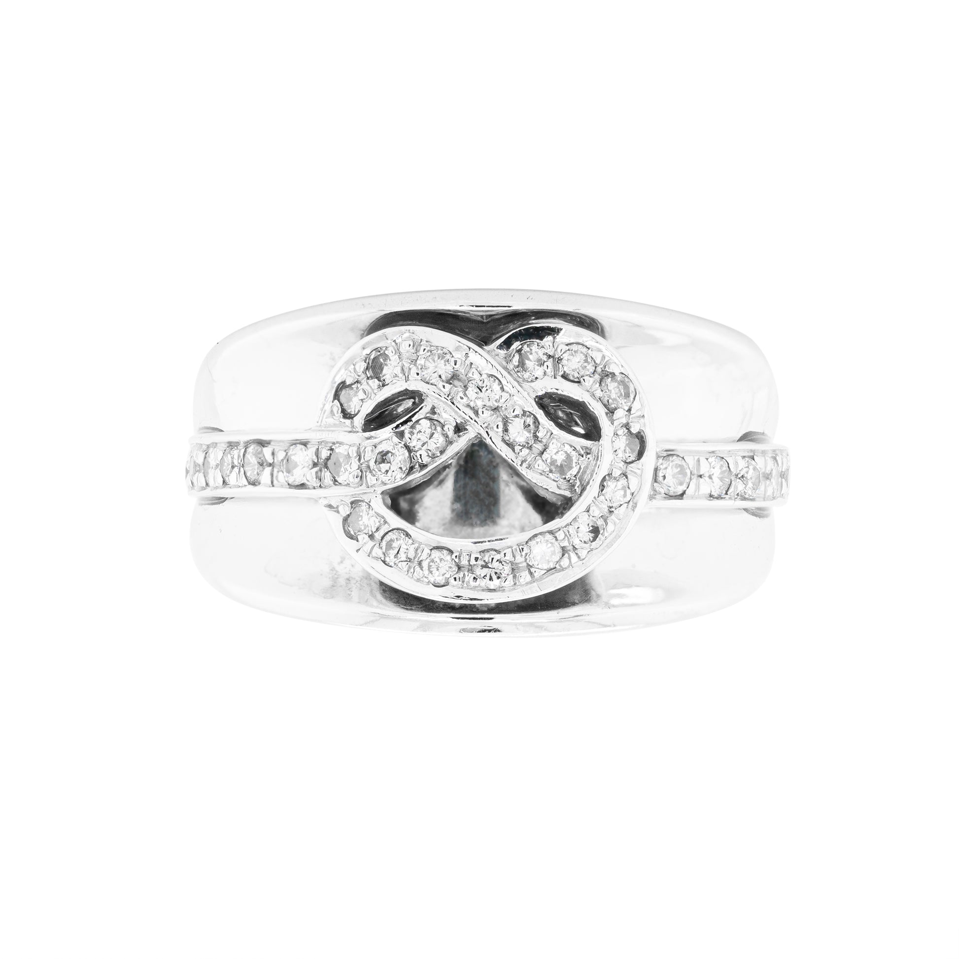 Diamond 18 Carat White Gold Saddle Wide Band Ring - Tobi Gem Setting