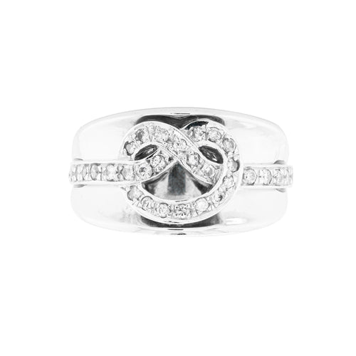 Diamond 18 Carat White Gold Saddle Wide Band Ring