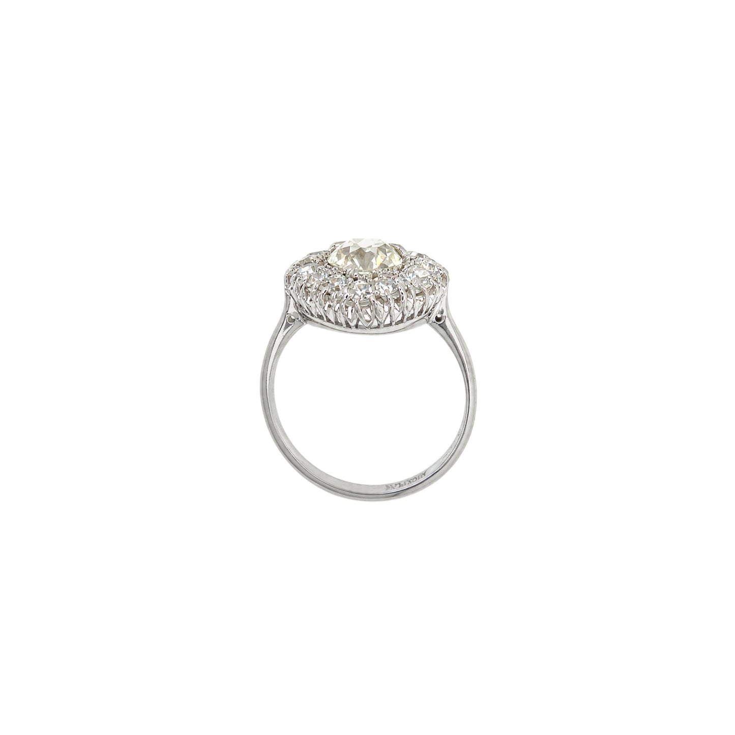 1.35ct Old Cut Diamond 18K White Gold & Platinum Antique Marquise Cluster Ring