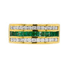 Emerald and Diamond 18 Carat Yellow Gold Half Eternity Band Ring